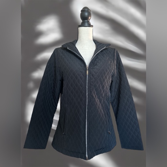 Vantage Jackets & Blazers - VANTAGE Quilted Hooded Zip Front Women's Jacket - Black